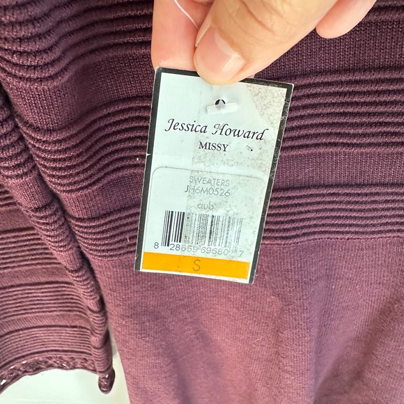Jessica Howard Dress Women's Burgundy 3/4 Sleeve Knit A Line Small NWT - Picture 8 of 9